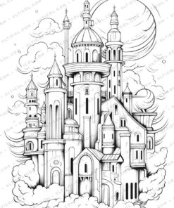 Enchanted Fairy Houses Grayscale Coloring Pages