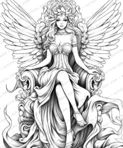 Fairy Queen Grayscale Coloring Pages - Instant Download