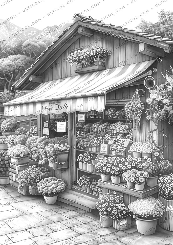 Flower Love Shop Coloring