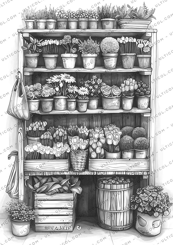 Flower Love Shop Coloring