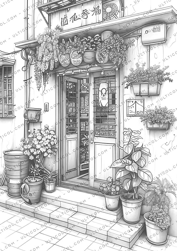 Flower Love Shop Coloring