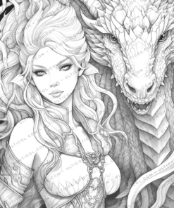 Fairies and Dragons coloring