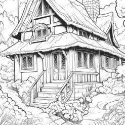 Tiny House Grayscale Coloring Pages