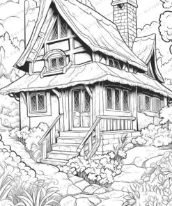 Tiny House Grayscale Coloring Pages