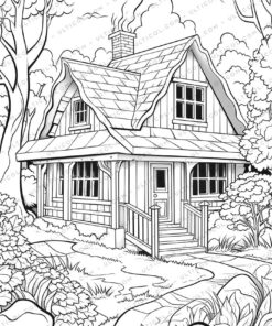Tiny House Grayscale Coloring Pages