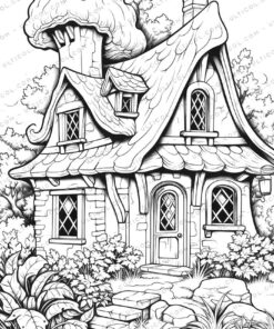 Tiny House Grayscale Coloring Pages
