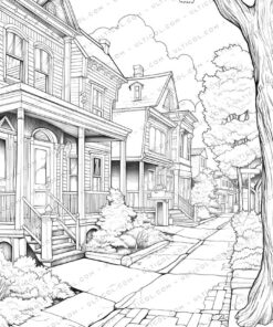 Colorful House Grayscale Coloring Pages