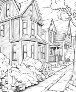 Colorful House Grayscale Coloring Pages