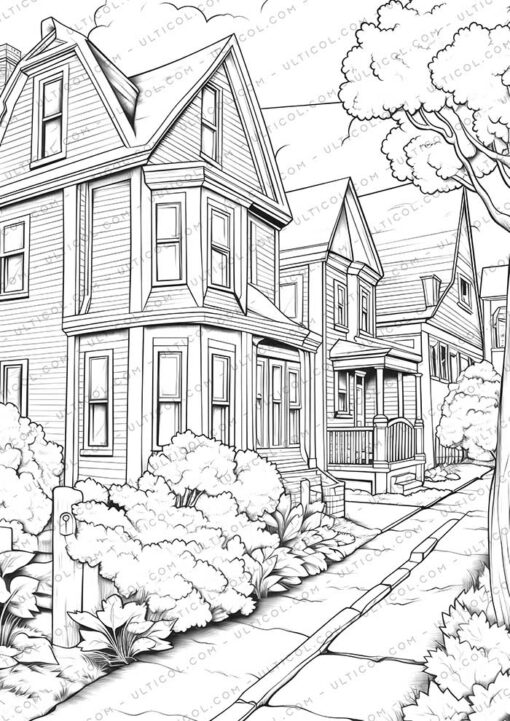 Colorful House Grayscale Coloring Pages