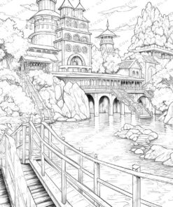 Water Park Grayscale Coloring Pages