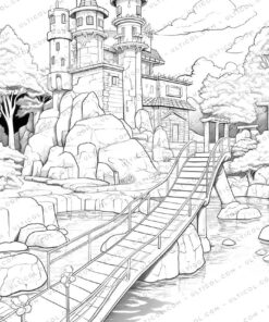 Water Park Grayscale Coloring Pages