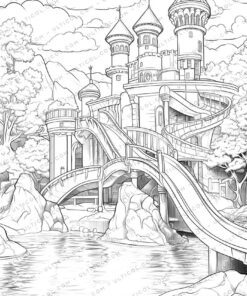 Water Park Grayscale Coloring Pages