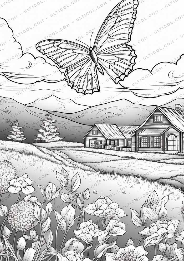 Butterfly Grayscale Coloring Pages
