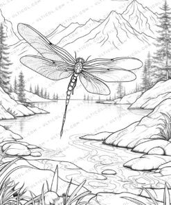 Dragonfly Grayscale Coloring Pages