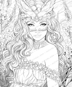 Girls in Carnival Mask Coloring Pages