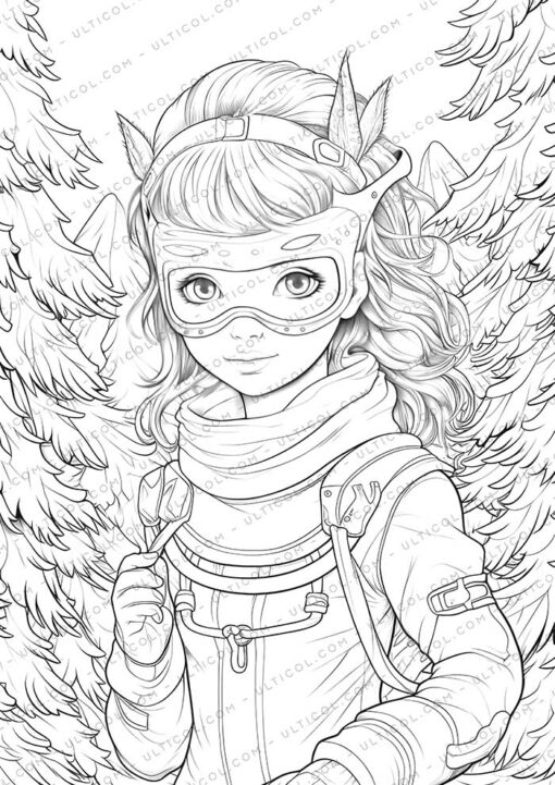 Girls in Carnival Mask Coloring Pages
