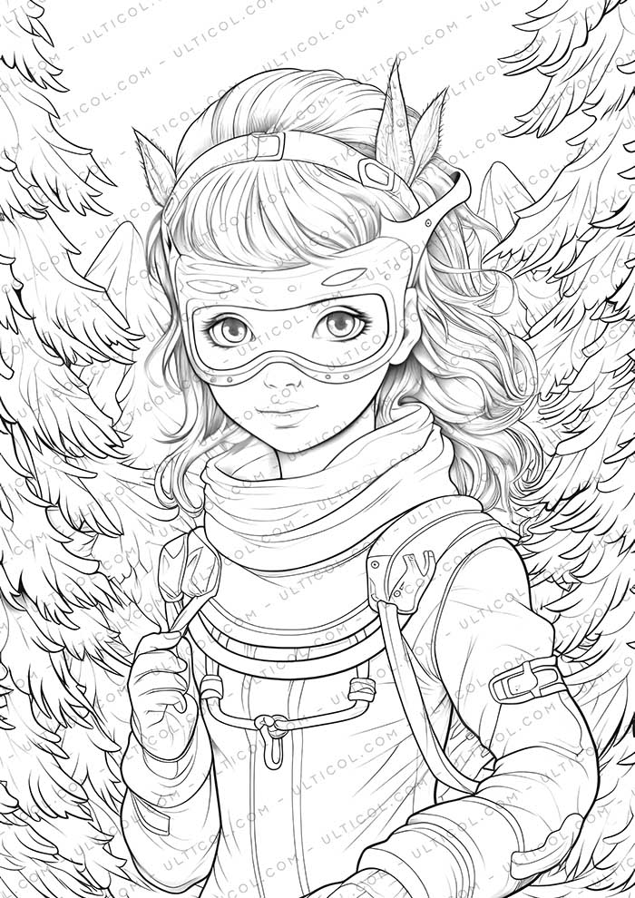 Girls in Carnival Mask Coloring Pages