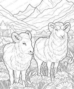 Mountain Animals Grayscale Coloring Pages
