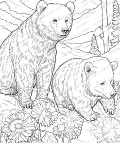 Mountain Animals Grayscale Coloring Pages
