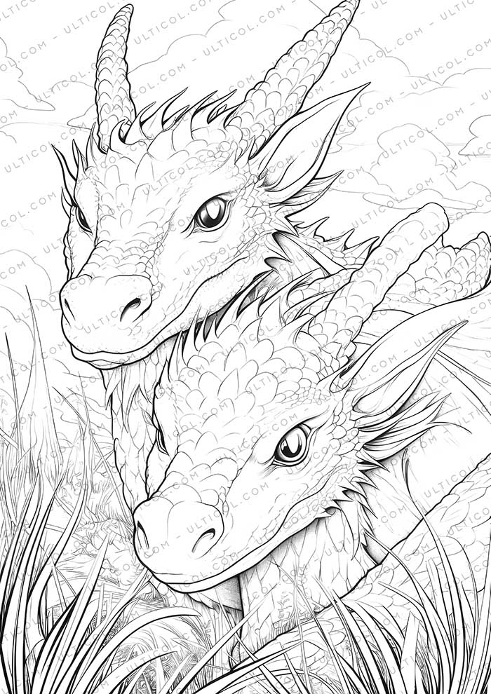 25 Adorable Dragon Grayscale Coloring Pages