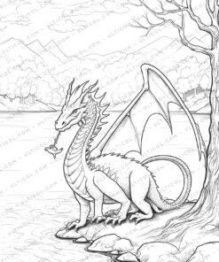 25 Cute Dragon Grayscale Coloring Pages