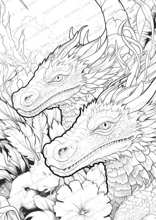 25 Adorable Dragon Grayscale Coloring Pages