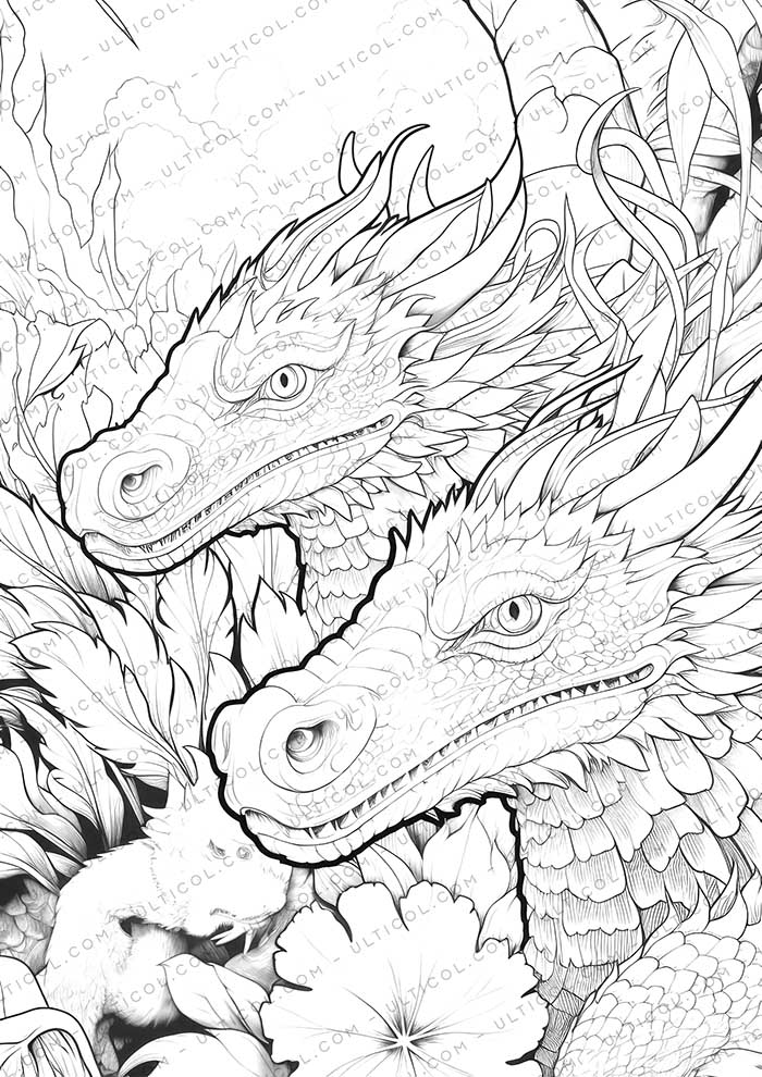 25 Adorable Dragon Grayscale Coloring Pages