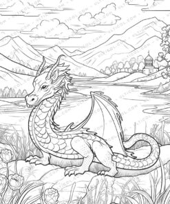 25 Cute Dragon Grayscale Coloring Pages
