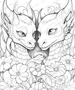25 Adorable Dragon Grayscale Coloring Pages