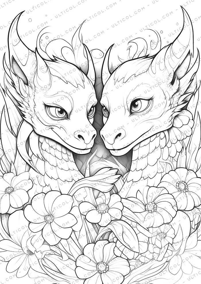 25 Adorable Dragon Grayscale Coloring Pages