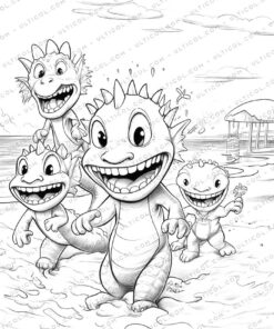Playful Monster Grayscale Coloring Pages