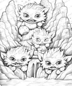 Playful Monster Grayscale Coloring Pages
