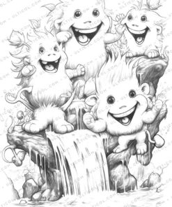 Playful Monster Grayscale Coloring Pages