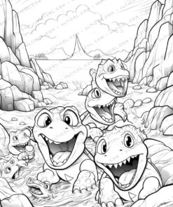 Playful Monster Grayscale Coloring Pages