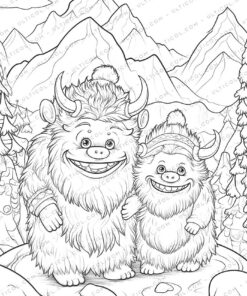 Cute Monsters Grayscale Coloring Pages