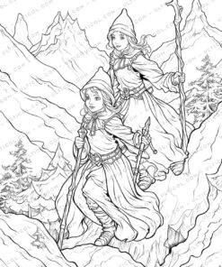 Witch Grayscale Coloring Pages