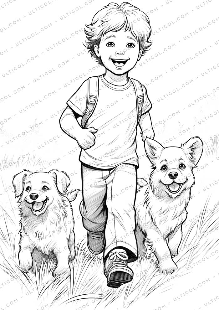 Cute Pet Grayscale Coloring Pages