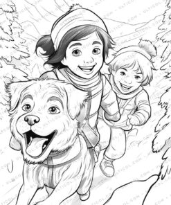 Cute Pet Grayscale Coloring Pages