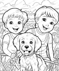 Cute Pet Grayscale Coloring Pages