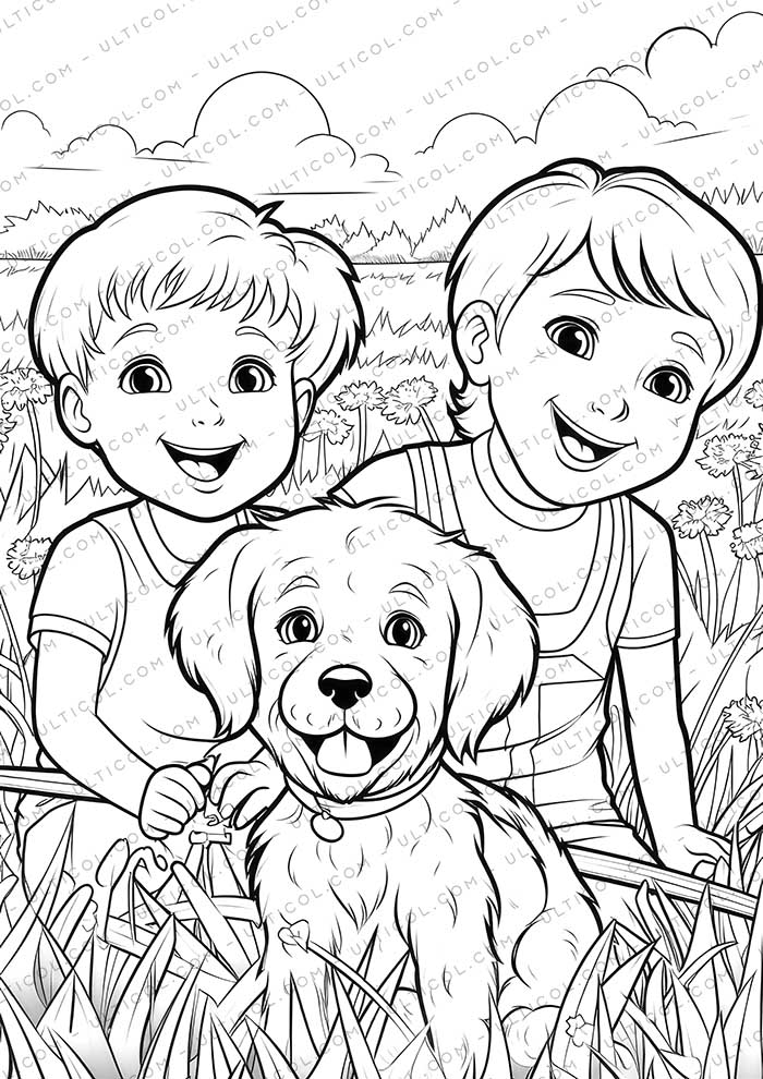 Cute Pet Grayscale Coloring Pages