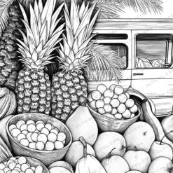 Cabbage Vegetables Grayscale Coloring Pages