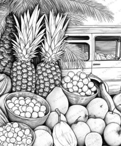Cabbage Vegetables Grayscale Coloring Pages