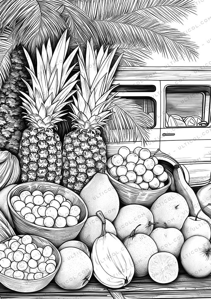 Cabbage Vegetables Grayscale Coloring Pages