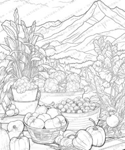 Cabbage Vegetables Grayscale Coloring Pages