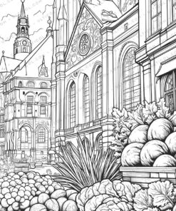 Cabbage Vegetables Grayscale Coloring Pages