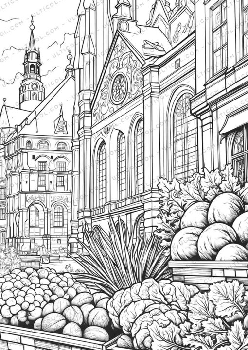 Cabbage Vegetables Grayscale Coloring Pages