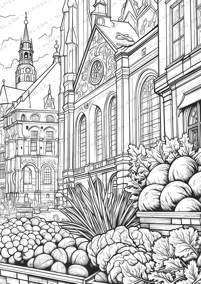 Cabbage Vegetables Grayscale Coloring Pages