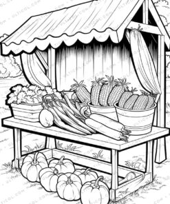Cabbage Vegetables Grayscale Coloring Pages