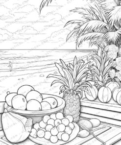 Cabbage and Vegetables Grayscale Coloring Pages
