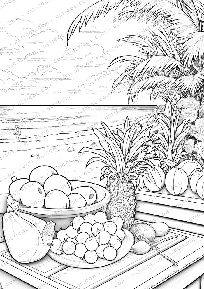 Cabbage and Vegetables Grayscale Coloring Pages